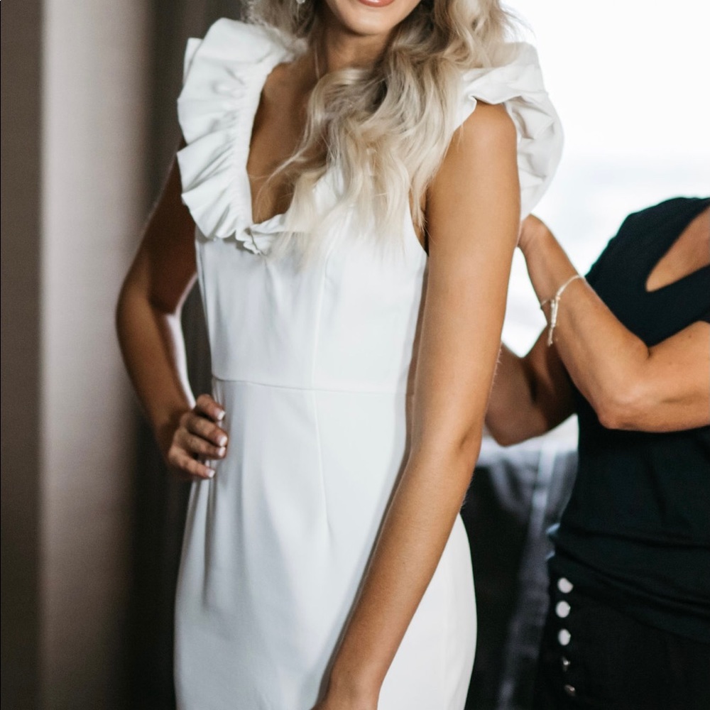 White Ruffle Mini Dress DO+BE Small
